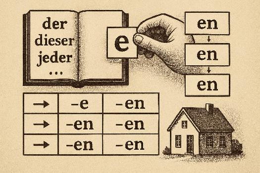 Déclinaison des Adjectifs après la 'der-Gruppe' en Allemand